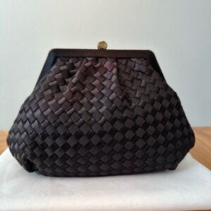 Bottega Veneta Black Intrecciato Satin Framed Clutch – Vintage